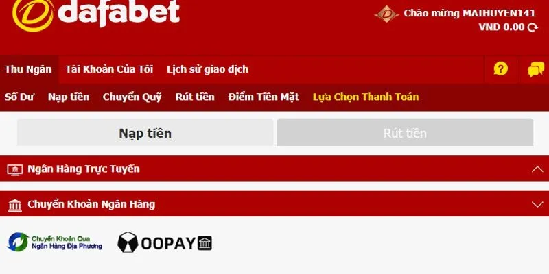 Các phương thức hỗ trợ nạp tiền Dafabet năm 2025